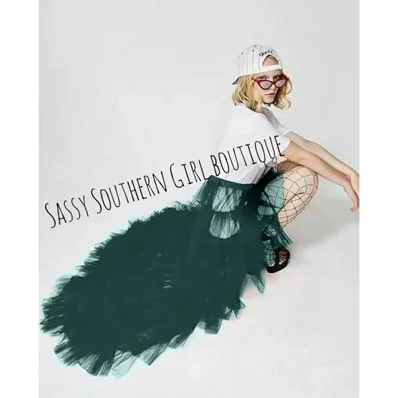 🆕⭐Dark green layered tulle maxi skirt